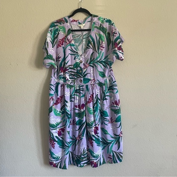 Terra & Sky woman plus size tropical dress 0X/14W  midi summer casual comfort - Picture 2 of 11